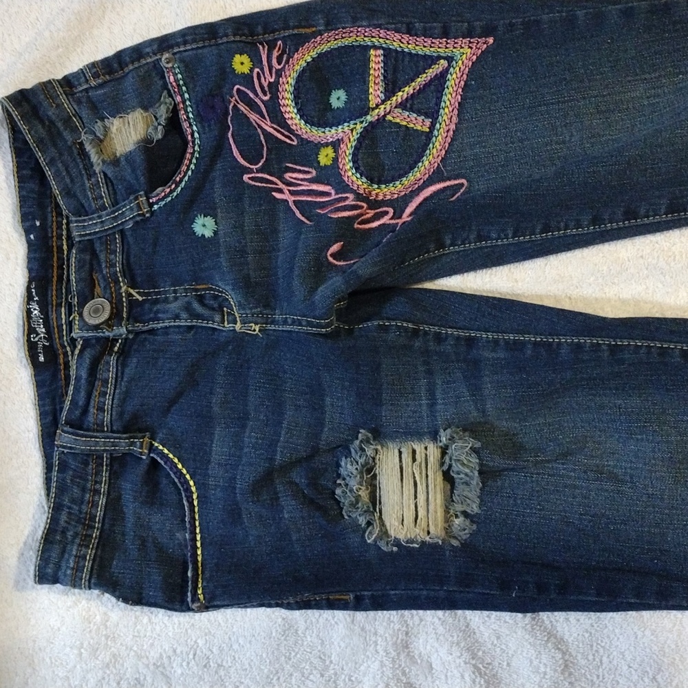 South Pole vintage embroidered junior size 3x27”L  jean cuffed